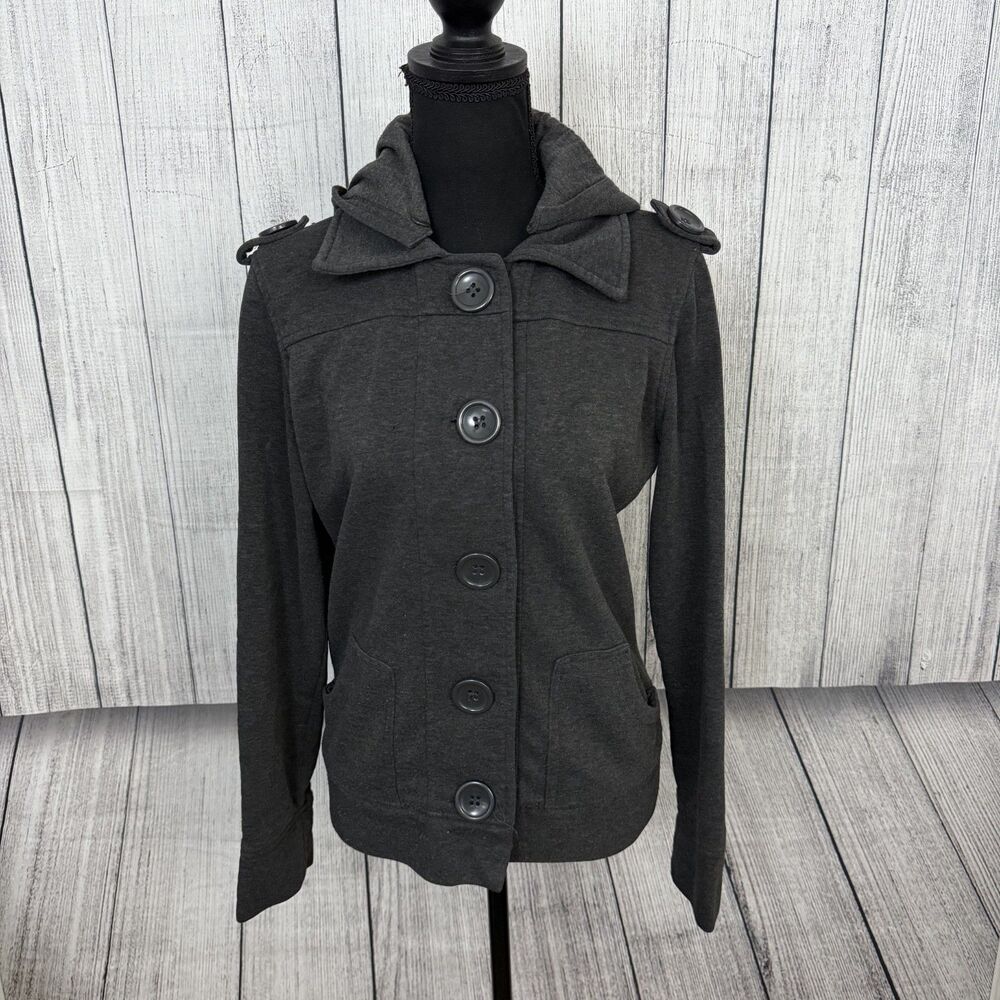 Toxik3 Women's XL Dark Gray Button-Front Lightweight Hooded Jacket